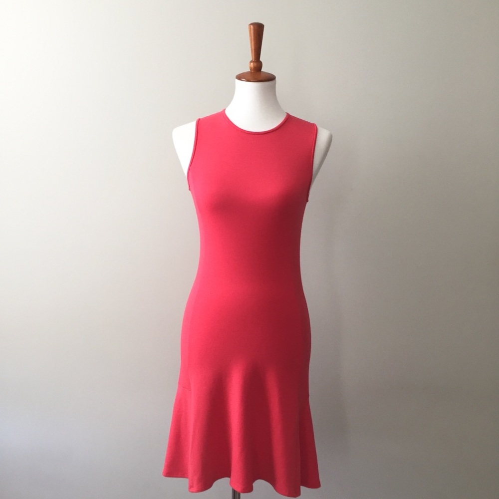 T Tahari Coral Drop Waist Ruffle Sleeveless Dress